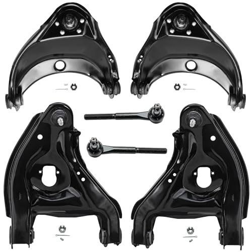 Image of Detroit Axle - 2WD Front End Control Arms Kit for Chevy GMC C1500 Suburban C2500 Express Savana 1500 Yukon Tahoe, 4 Control Arms w /Ball Joint 2 Outer Tie Rods Replacement - 6pc Set