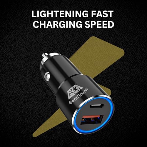 Image of 125W Dual Port Fast Smart Car Charger with 2M C-C Cable SuperVooc All Metal PD Quick 45W PD /PPS +80W SuperVOOC Compatible with iPhone & Android Samsung,Vivo,Oppo&Tablets All Brand-Black