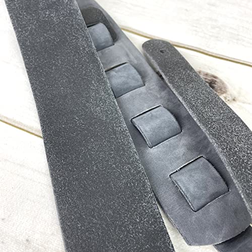 Walker And Williams STR-02 Distressed Elephant Gray Top Grain Thick Italian Leather Guitar Strap For Acoustic, Electric, And Bass Guitars3