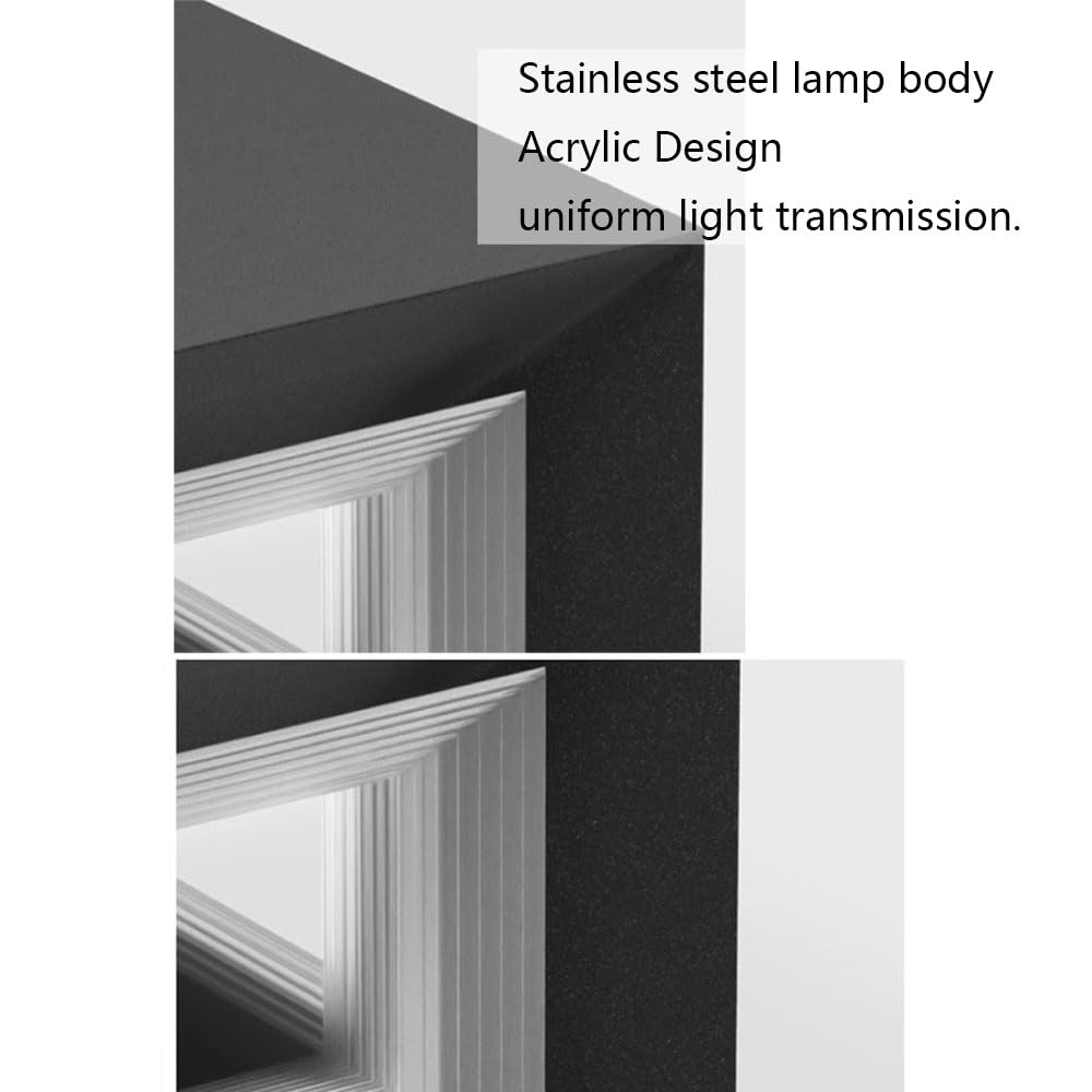 Przewodowa lampa zewnętrzna, AC110-240 V, kwadratowa kolumna 40 cm (15,7 cala), matowa czerń, nowoczesne oświetlenie LED z ciepłym światłem, wodoodporne, do ogrodu, na taras i do dekoracji