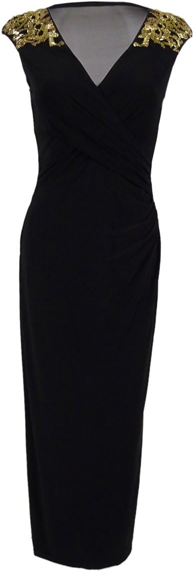 Lauren Ralph Lauren Women's Jersey Embellished Gown (8, Black)