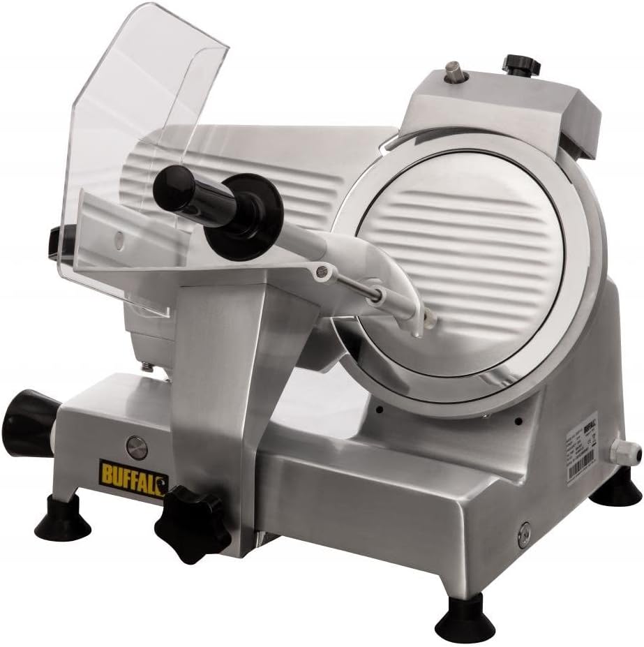 Buffalo Meat Slicer 220mm - Built-in Safety Guards, Blade Removal Kit, Adjustable Slicing, Integral Blade Sharpener CD277