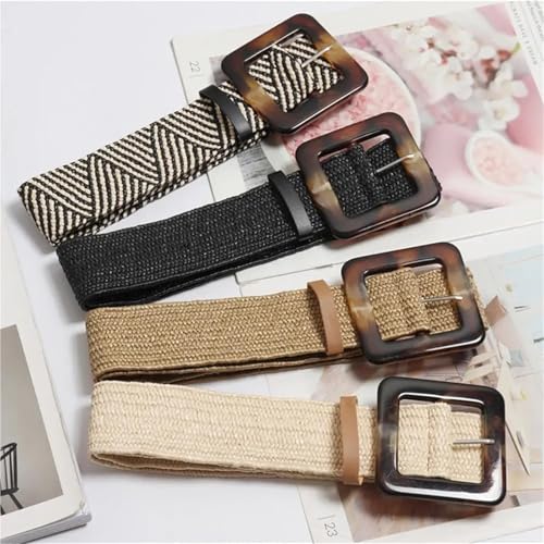 Woven Stretch Elastic Straw Belt Dress Waist Band Expandable Stretch Belts Straw Belts for Women3