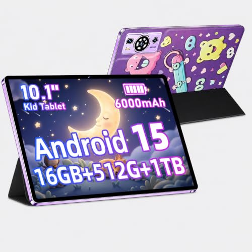 Image of 10.1-Inch Tablet, Android 15, Wi-Fi 5, 16GB RAM (8GB+8GB) 512GB ROM, 1TB Expandable, HD IPS Display,