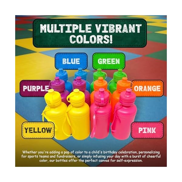 Podzly Pack of 144 Neon Bright Colors Plastic Water Bottles - Fun for Every Occasion, Party Favor, Personalized Sports Bottle - Trendy Beach Companion, Ultimate Summer Actvities Present for Kids - Image 6