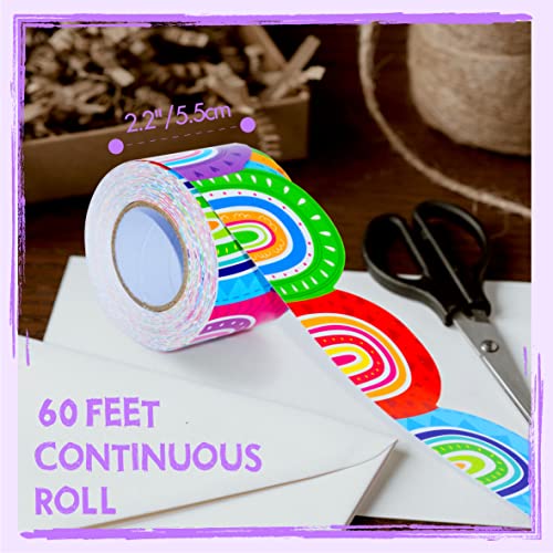 Image of 60 Feet Bulletin Board Borders, Colorful Rainbow Die-Cut Rolled Border Trim Decoration Borders for School, Classroom, Offices Walls, Desks, Windows, Doors, Lockers