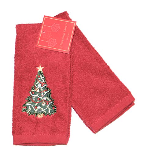 Decorative Christmas Tree Bathroom Set: (Tip Towels, Set of 2)