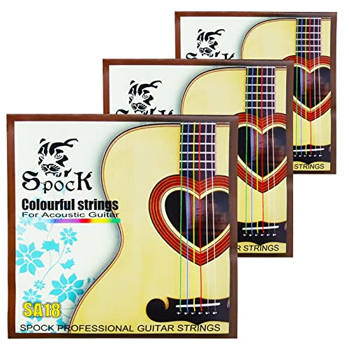 Colorful Acoustic Guitar Strings.3 Packs.e B-Stainless Steel. G D A E-Colorful Coated Copper Alloy Wound.normal Tension.011-.052 #TOP20