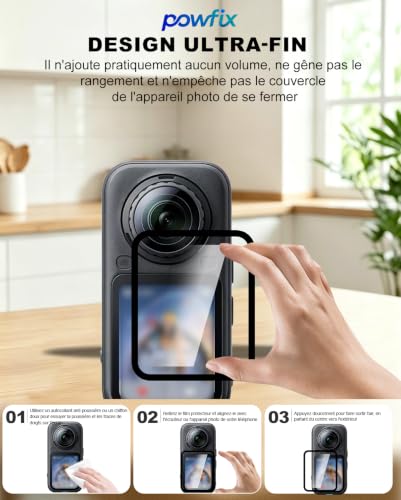 Powfix Protection Écran pour Insta360 X6, Verre Trempé 9H Premium, Anti-Rayures, Anti-Traces et Sans Bulles, Haute Définition, Accessoire Photo Essentiel [Lot de 2] – vue 5