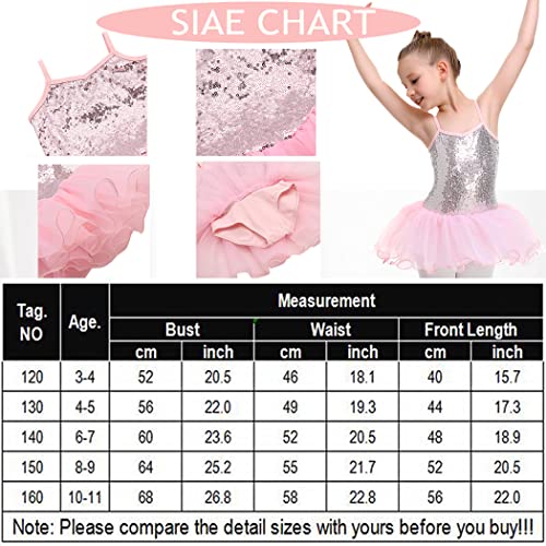 Flypigs Kids Girls Sequins Camisole Dress Glitter Tutu Dresses Strap Ballet Skirted Leotard Ballerina Performing Costume #TOP6