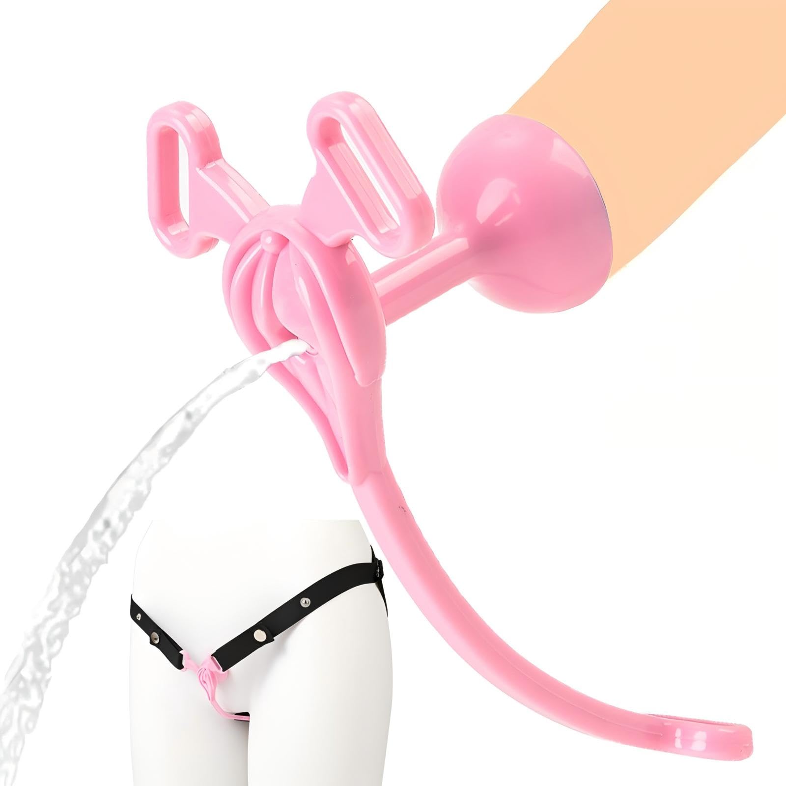 Cage de Chasteté pour Pénis Inversée Sex Toys Sissy Cage Chastetée avec 3 Bacs à Urine et 6 Cathéters Jouet Adulte Chastity Cage Man en ABS avec Ceinture pour Exercer le Pénis (Pink,B)