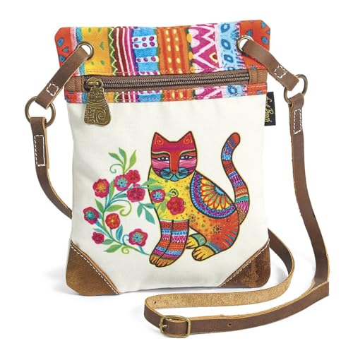 Women's Laurel Burch Maya Cat Small Crossbody BEIGE MULTI NS