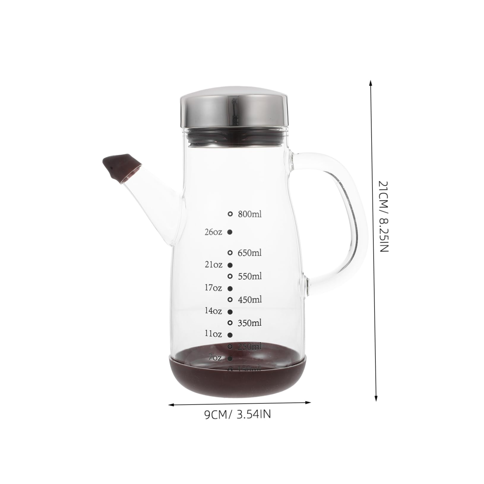 Große Ölflasche aus Hochborigem Glas mit Edelstahl Tropfstopp Rutschfester Boden für Küche Öl und Essig