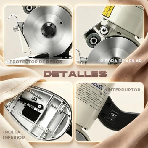 Miniatura 5 de Cgoldenwall Yj-90b Cortador De Tela Industrial Eléctrico Portátil 30mm Grosor Máximo De Corte 90mm Tamaño De Cuchilla Ideal Para Textil Cuero Papel Con Cuchilla Repuesto