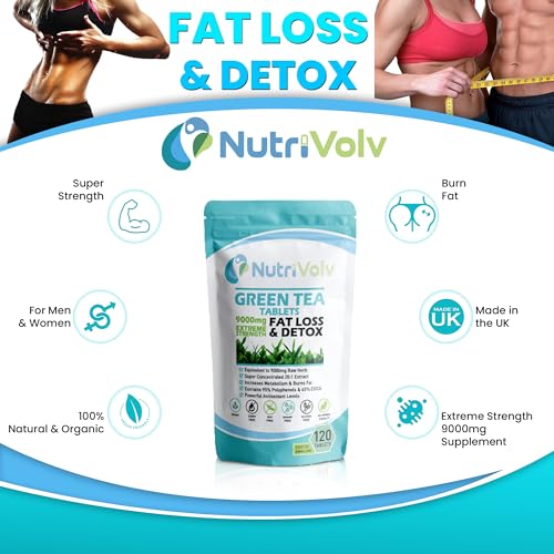 Green Tea Tablets Pure Vegan Weight Loss Pills 9000mg Keto Diet Slimming Supplements for Men and Women Gluten-Free & Metabolism Booster — Pack of 120 - Image 4