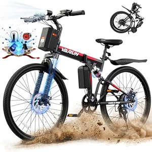 VARUN Folding Electric Bike for Adults – Peak 750W Motor 26″ Ebikes, Foldable Electric Bike with 48V Longe Range Battery, Up to 20+MPH 50 Miles, 7-Speed Gears & Dual Hydraulic Suspension