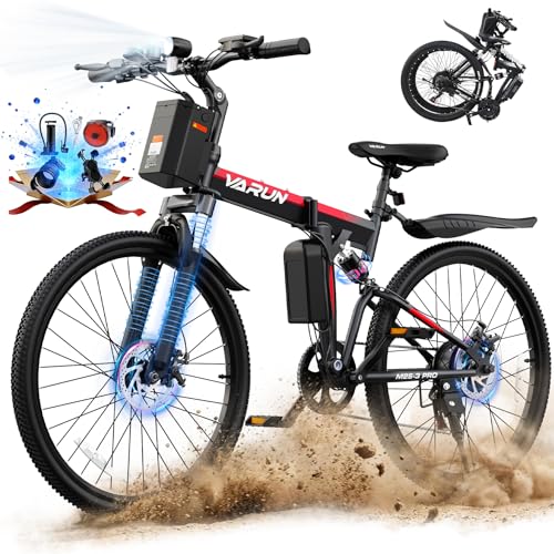 VARUN Folding Electric Bike for Adults – Peak 750W Motor 26″ Ebikes, Foldable Electric Bike with 48V Longe Range Battery, Up to 20+MPH 50 Miles, 7-Speed Gears & Dual Hydraulic Suspension