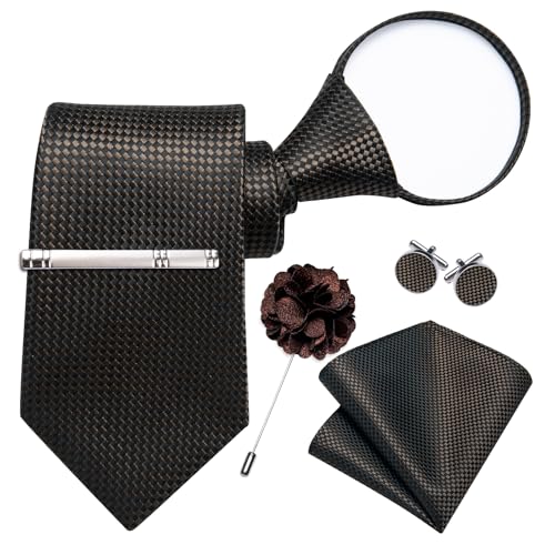 Image of DiBanGu Silk Pre-tied Ties for Men Formal Adjustable Necktie Set