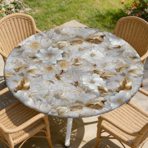 ARTSGOO Round Fitted Table Cloth with Elastic Edge Design Table Cover Waterproof Stain-Resistant Wipeable Picnic Tablecloths Fits 31"-35" Round Tables for Camping, Dining, Indoor and Outdoor by ARTSGOO - Used condition - Image 9