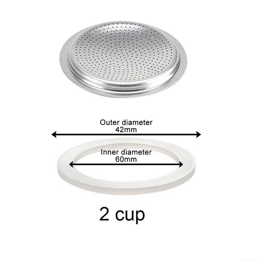 1Pcs Silicone Gasket Seal for RING Replacement Washer and Filters Stovetop Espresso Maker Replacement Silicone 1-12 Cup Size Gasket Seals and Filter Screen for Express Moka Pot(6 Cup+Sieve) - Image 4