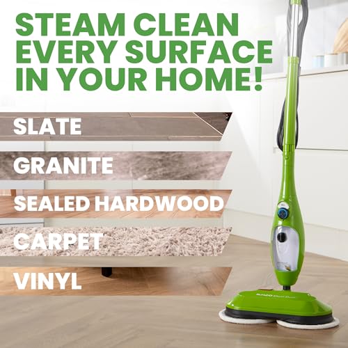 Image of H2O X5 Dual Buff Steam Mop, 8 in 1 Handheld Steam Cleaner For Kitchen Tile Floors, Hardwood Floors, Grout Cleaner, Upholstery Cleaner and Carpets, 2 washable scrub pads, 11 cleaning accessories