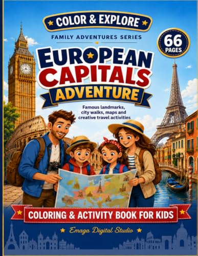 European Capitals Adventure: Famous landmarks, city walks, maps and creative travel activities (Color & Explore Family Adventures Series) image 2