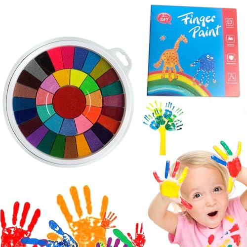 36 Colores Acuarelas Niños Pinturas de Dedos Kit No Tóxicas Lavables con Libro DIY para niños a partir de 2 Años
