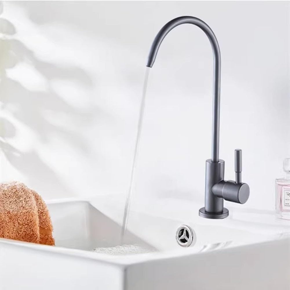 Drinking Water Faucet, Stainless Steel Kitchen Sink Direct Drinking Water Purifier Filter Tap for Small Kitchens and Limited Counter Area(Gray)