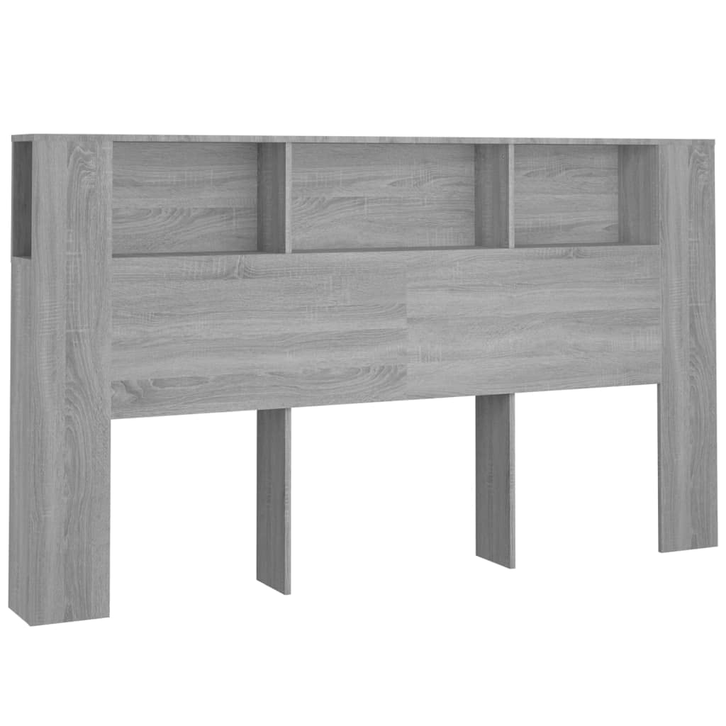 vidaXL Mueble Cabecero Armario de Cama con Almacenaje Pared Dormitorio Estantería Habitación Libros Decoraciones Gris Sonoma 180x18,5x104,5 cm