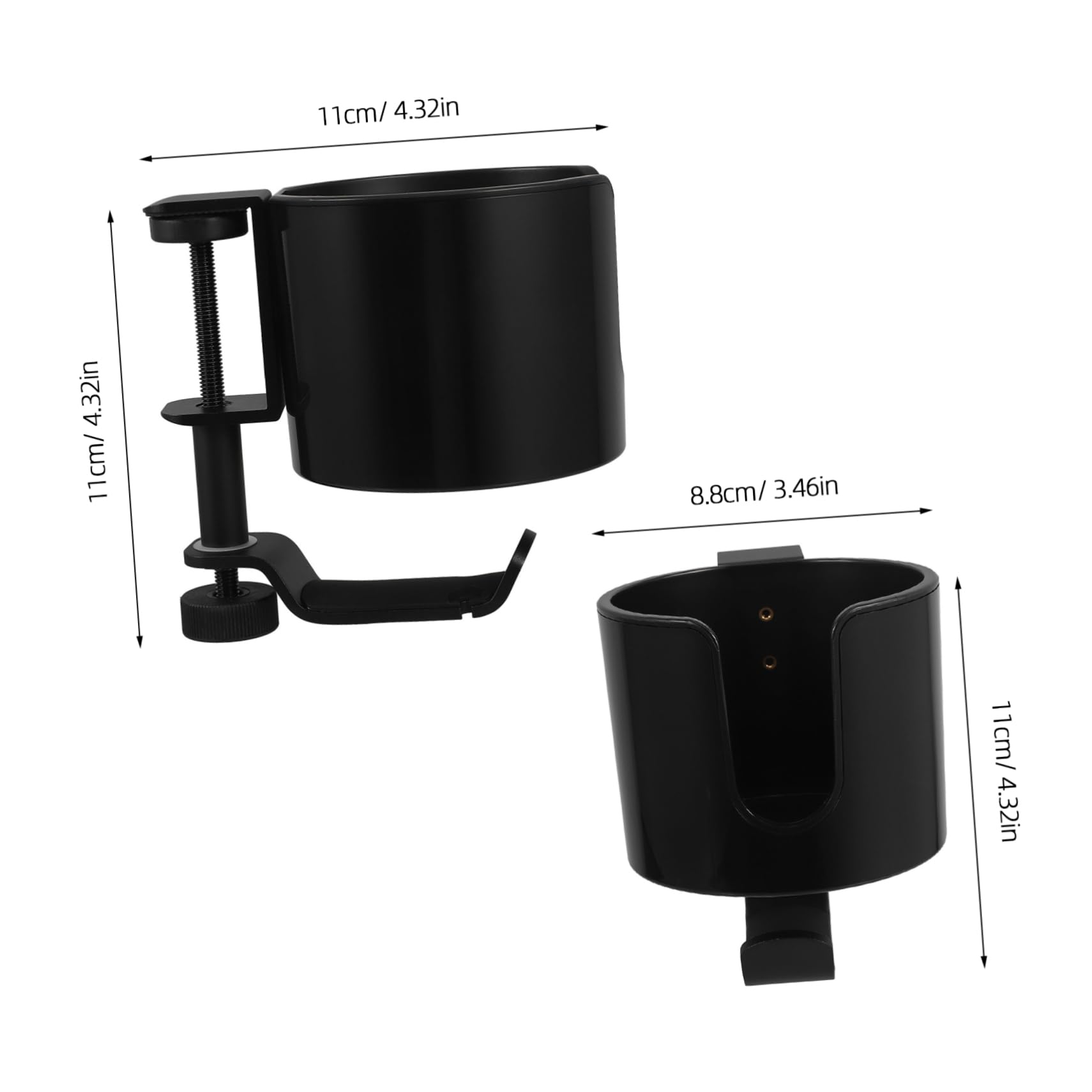 Tischbecherhalter mit Drehbarem Kopfhörerhaken aus Aluminiumlegierung und Kunststoff für 4-Zoll Becher Einfache Montage für Schreibtisch und Innenbereich