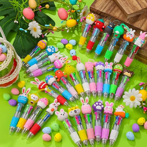 Image of CZWZ 30Pcs Mini Multicolor Pens in One 4-in-1 Cute Pens Bulk for Kids, Ballpoint Pen for Birthdays and Children's Parties, Fun Gifts Assorted Ink Kawaii Pen(Easter)