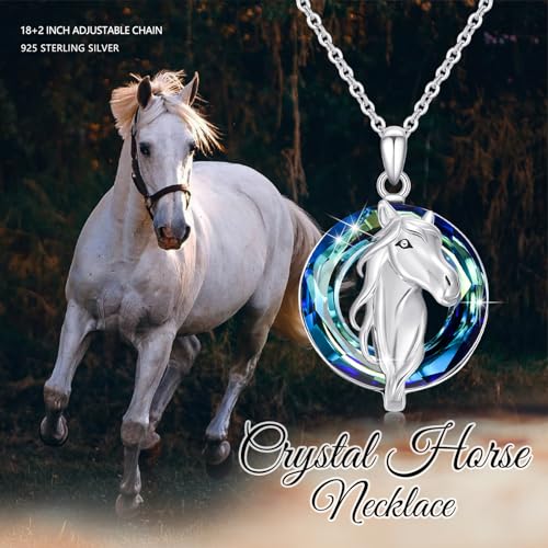 Collier cheval en argent 925, pendentif lune celtique finement ciselé