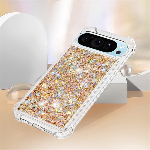 Coque Google Pixel 10 Pro XL抗震保护壳 液体流沙金图案 防摔TPU