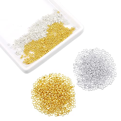 upain 1000 Stück Quetschperlen Tube Crimp Perlen 2 5 mm Quetschperlen Kettenverschluss Positionierung Lose Perlen für Die DIY-Schmuckherstellung Gold & Silber 2 Farben