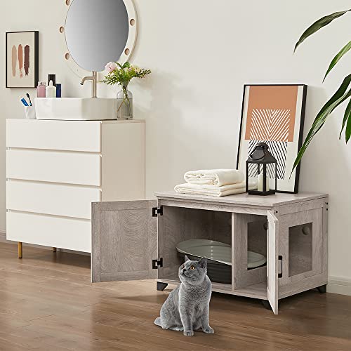 beeNbkks Cat Litter Box Furniture, Flip Top Hidden Cat