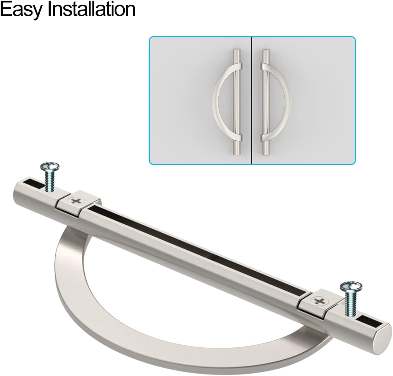 10 Pack 3.75 Inch Brushed Satin Nickel Kitchen Cabinet Handles Half Moon Cabinet Pulls Kitchen Handles for Cabinets Cabinet Hardware Nickel Dresser Pulls Drawer Handle