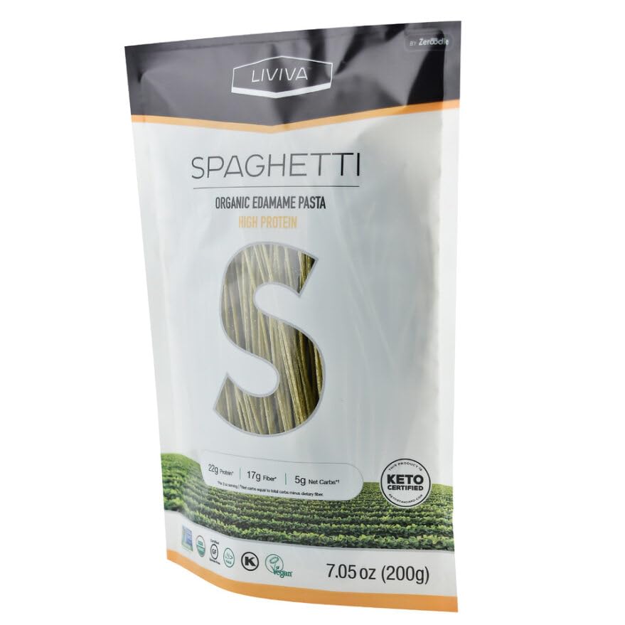 Miniatura 3 de LIVIVA Espagueti edamame orgánico, pasta de proteínas a base de plantas, alto en fibra (paquete de 4)