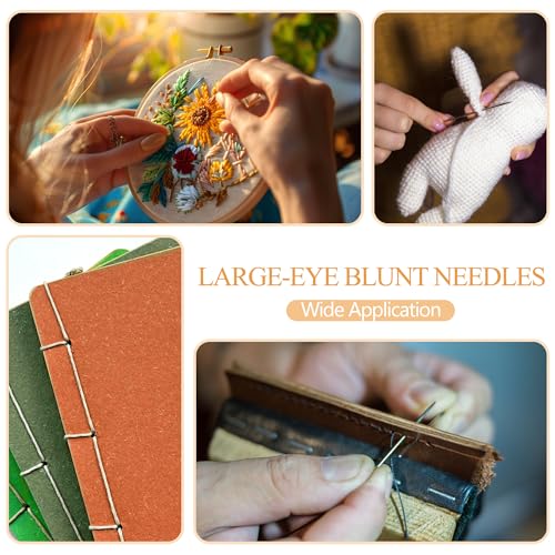 Image of Deshionew 16 PCS Strong Large Eye Blunt Needles Multiple Size Sewing Needles Yarn Needle Darning Needle Wool Crochet Needles Bent-end Tapestry Needle for Sewing Up Knitting Crochet DIY Project