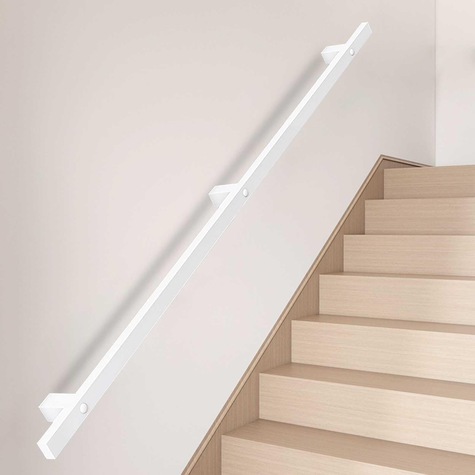 Rampe d'escalier blanche en fer forgé Luyckfrazy de 240cm avec supports