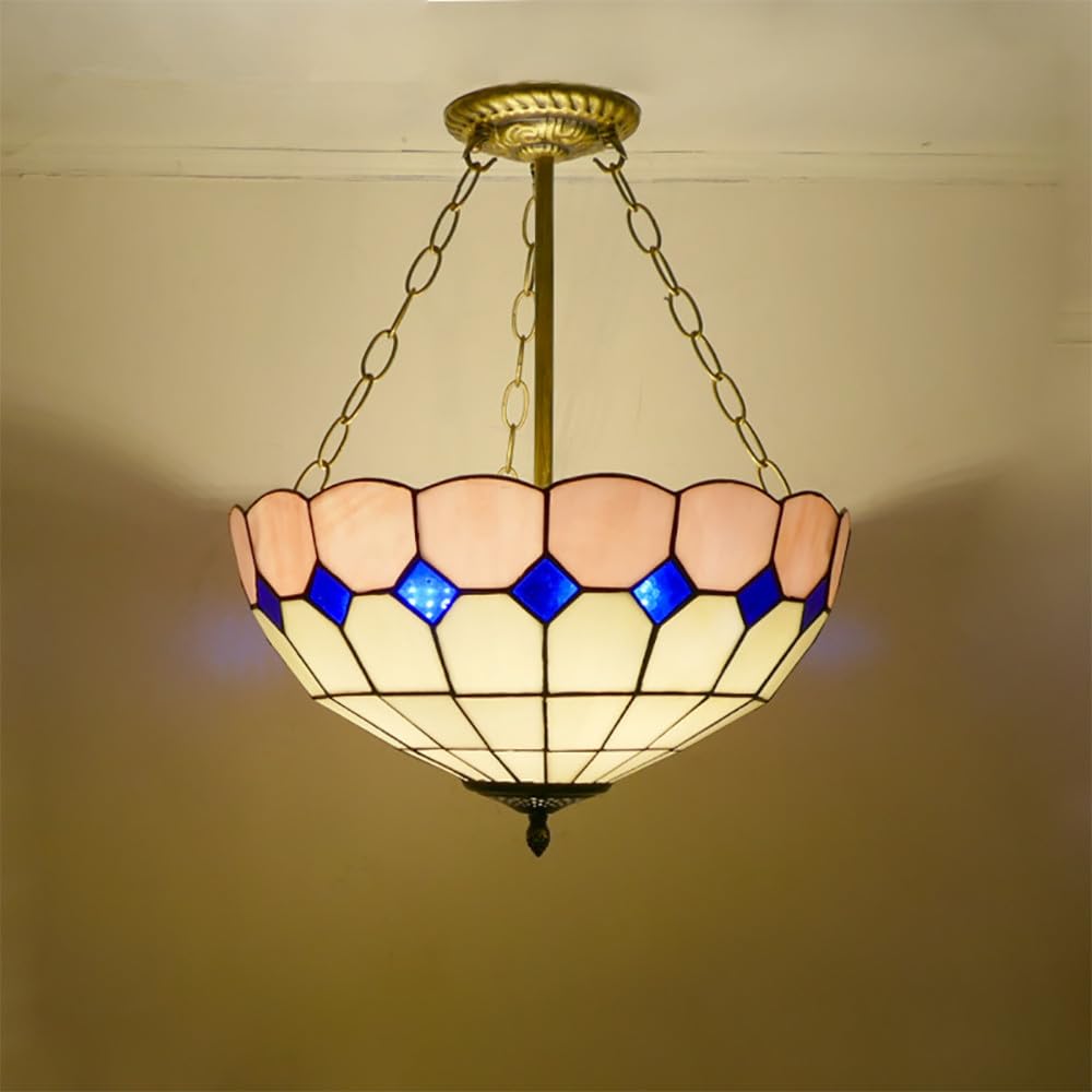 SXWNBIFH Contemporary Chandelier Mediterranean Sea American Countryside Living Room Restaurant Bedroom Hotel Corridor Color Glass Pendant Lamp (C D40CM)