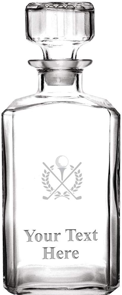 Personalized Whiskey Decanter, 33.75 oz Engraved Golf Award Custom Glass Decanter Golfer Gift Gift With Your Own Text Included Prime