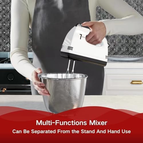 Stand Mixers, 7 Speeds With 3QT Stainless Steel Bowl, Stand and Hand Mixer with Dough Hook, Whisk, Mixing Beater for Baking, Cake, Cookie, Kneading (NW1) - Image 2