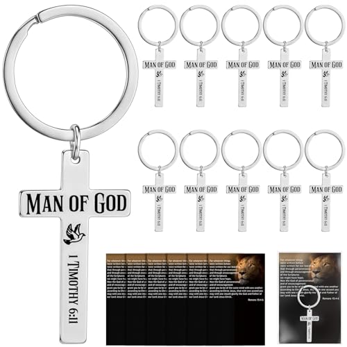 Cadeaux chrétiens Fête des Pères lot porte-clés Man of God avec sachets