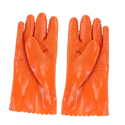 KICHOUSE Fishing Impact Resistant Waterproof Gloves Non-slip Skidproof 2 Pair Catch Fish Gloves Rubber Anti-fishbone Protection Long Cuff