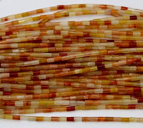 Perles en jade naturel tube columnar orange et jaune pour création bracelet et collier DIY