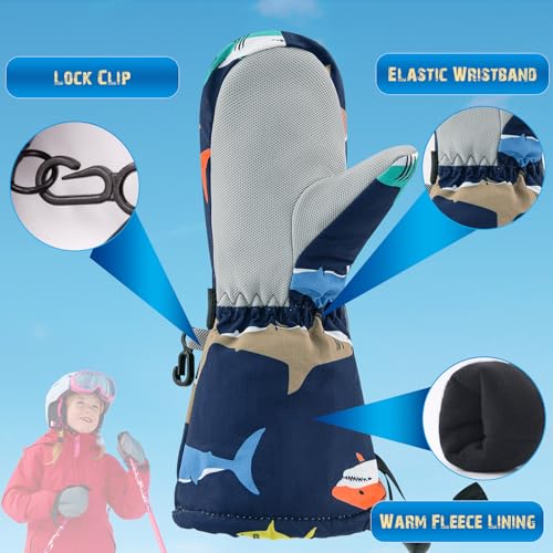 Image of BAVST Winter Kids Waterproof Gloves for Boys Girls Snow Ski Toddler Baby Mittens Outdoor for Infant Teens 1-5T