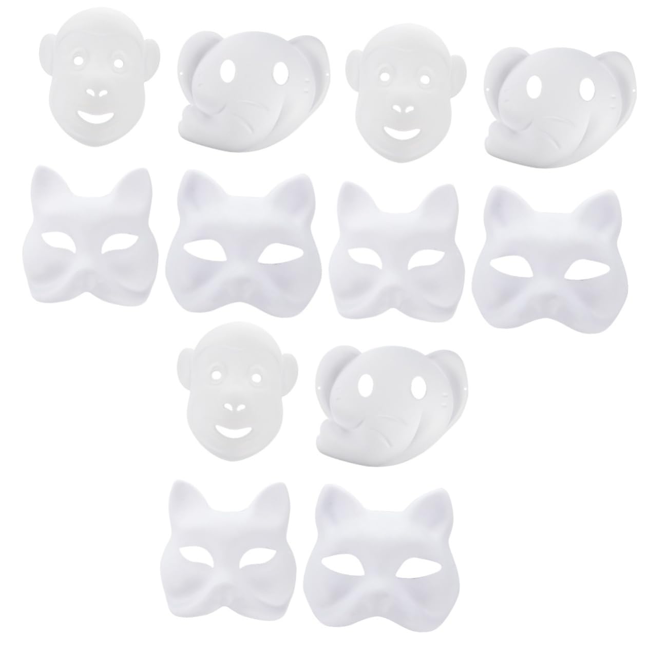 VALICLUD Maschera Vuota Costume Accessori Bianchi Maschere Cosplay Di Volpe Non Verniciato Maschere Fai Da Te Non Dipinte Maschera Veneziana Animale Fai Da Te Vuoto Carta Bianca
