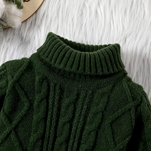 Patpat Baby Girls Boys Sweater Infant Toddler Knitted Pullover Top Warm Solid Long Sleeve Clothes Green 3-6 Months #TOP2
