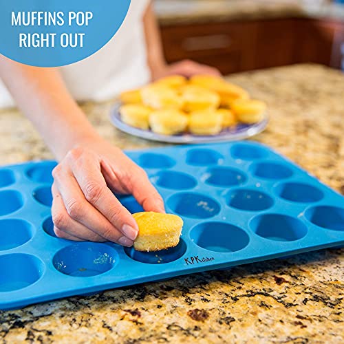 Silicone Mini Muffin Pan 24 Cup And White Mini Cupcake Liners - 300-Pack - Fits Perfectly Any Mini Muffin Baking Pan - Non Stick, Bpa Free, 100% Silicon Bakeware Tin - Also Great For Keto Fat Bombs #TOP7