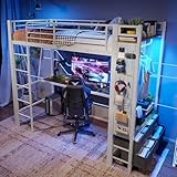 AMÉNAGEMENT DE RANGEMENT GÉNÉREUX : Doté de 4 tiroirs, d’étagères et d’une plaque perforée, le lit mezzanine 1 place offre une capacité de stockage étendue. Livres, accessoires ou objets personnels trouvent facilement leur place, maintenant la pièce ordonnée et fonctionnelle.